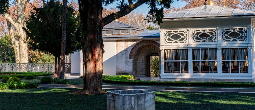 The elegant Sofa Pavilion, a graceful garden retreat in the Fourth Courtyard of Topkapi Palace, overlooking the Marble Terrace.