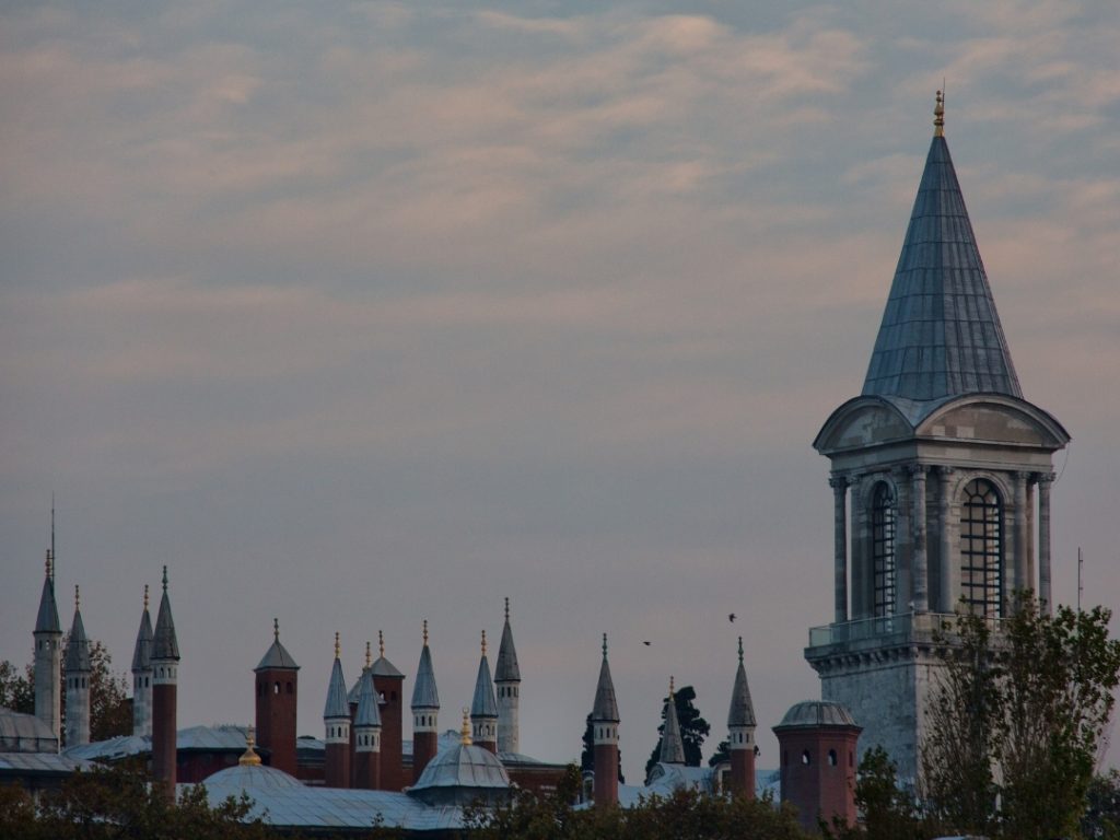Tower of Justice with purple sky.