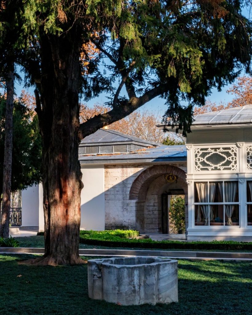 The elegant Kara Mustafa Pasha Kiosk (Köşkü), located in the tranquil Fourth Courtyard of Topkapi Palace, an exquisite example of classical Ottoman pavilion design offering a private retreat within the imperial gardens.