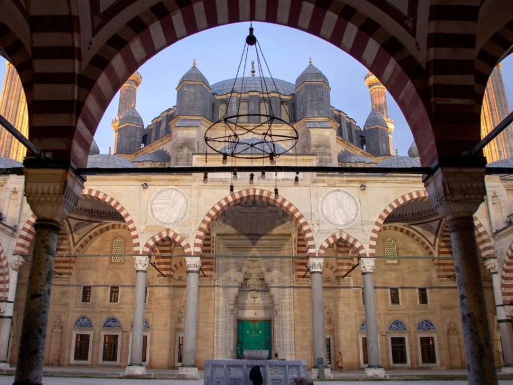 The breathtaking interior of the Selimiye Mosque in Edirne, Mimar Sinan's self-proclaimed masterpiece, crowned by the immense dome that represents the pinnacle of his architectural achievement.