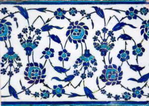 Ancient Ottoman handmade turkish tiles with floral patterns from Topkapi Palace in Istanbul, Turkey